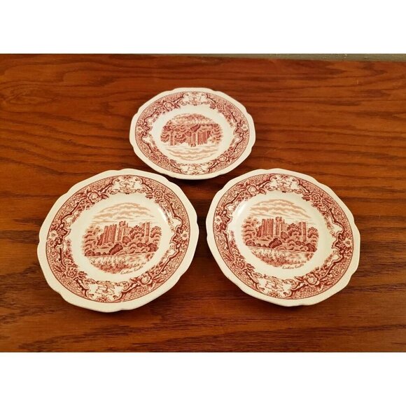 Bread and Butter Plates Pink Royal Swan Historic Vintage England Set 3 - Picture 2 of 7